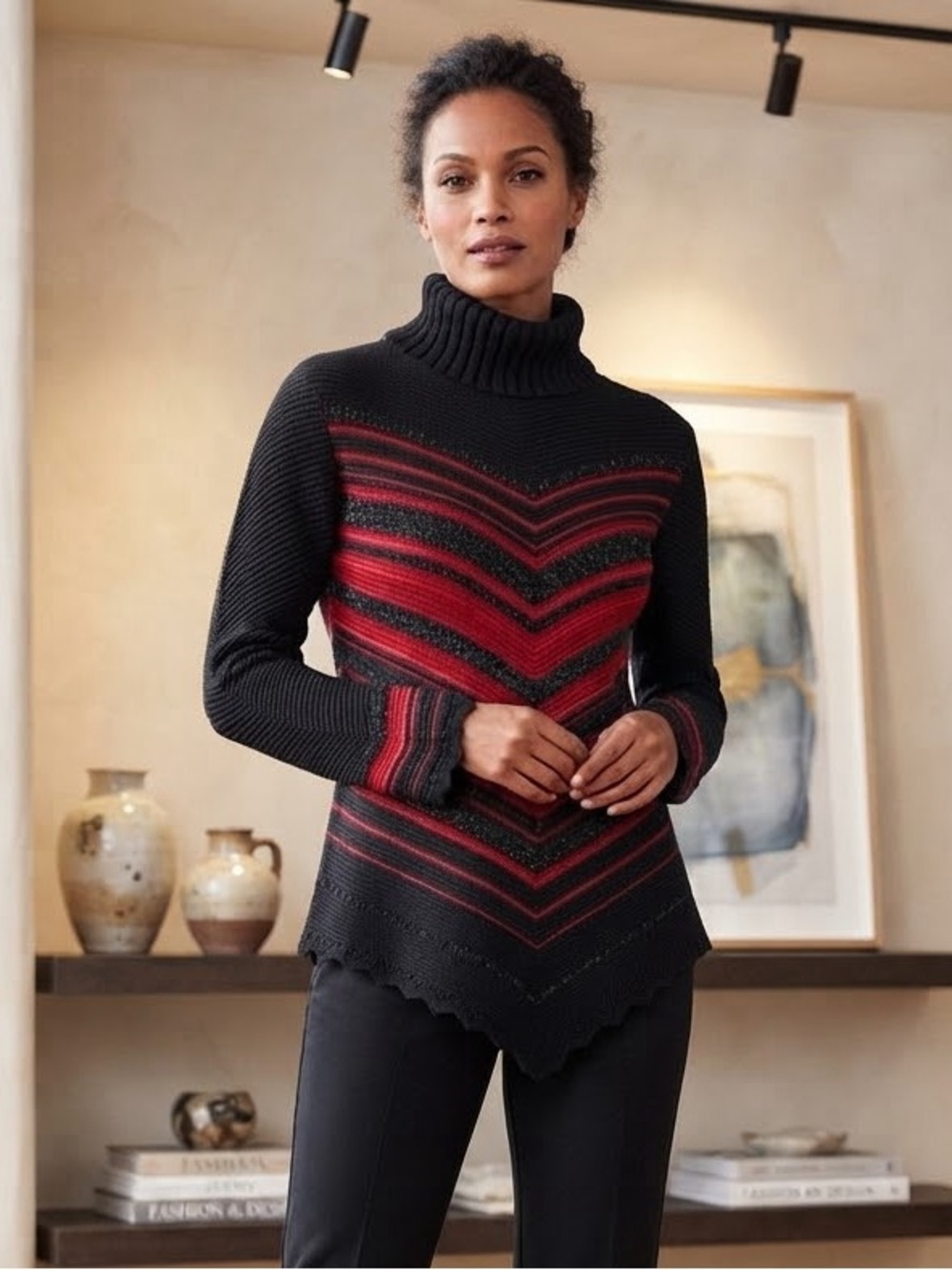 Women's Wool blend pullover sweater size L made in Italy Winter knit metallic